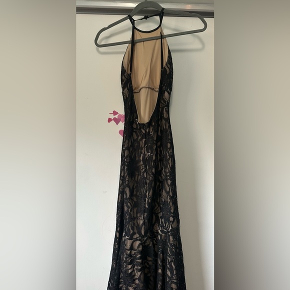 Deb Black Floral Lace Backless Formal or Prom Dress - Picture 9 of 10